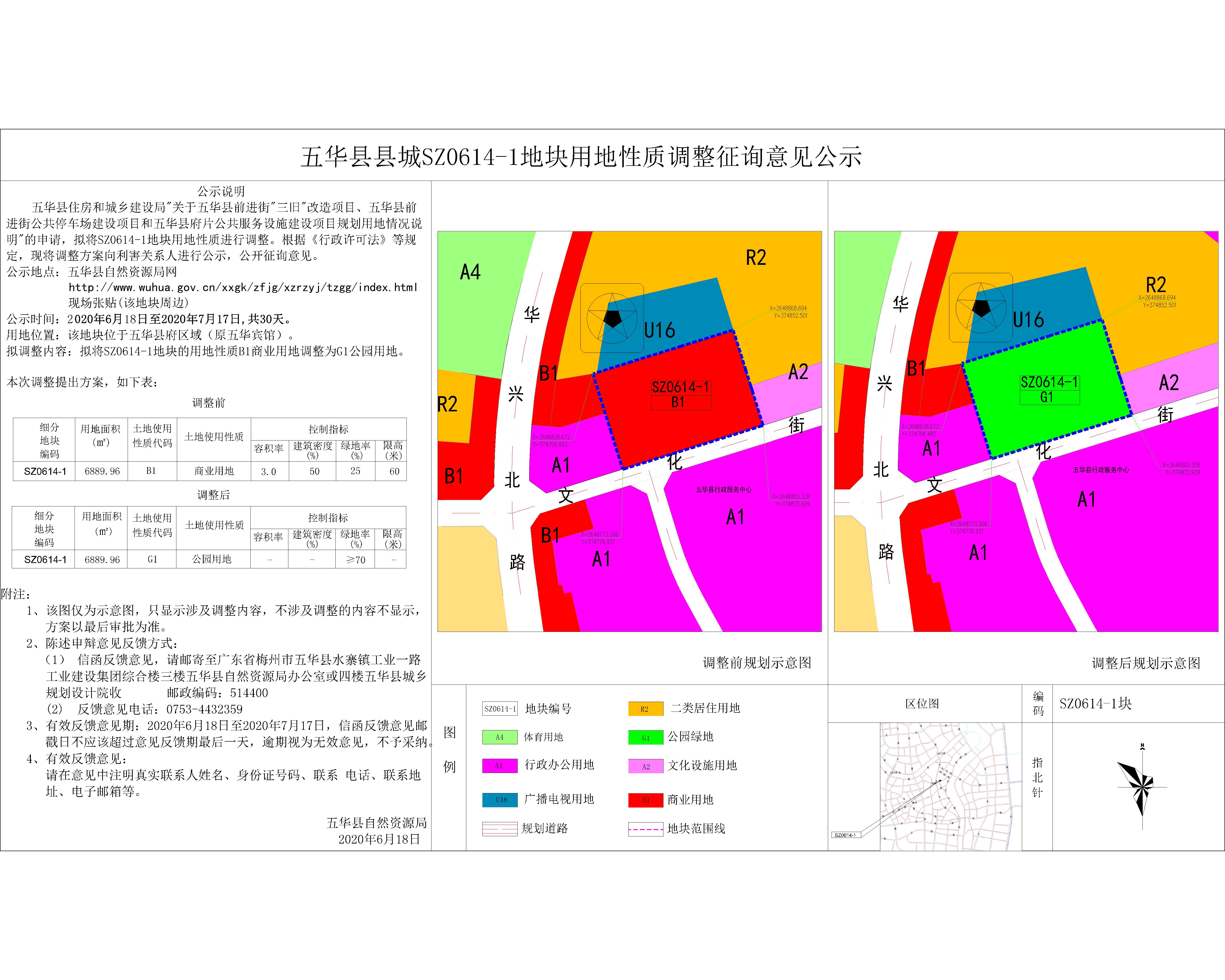 五华县县城sz06014-1地块用地性质调整征询意见公示