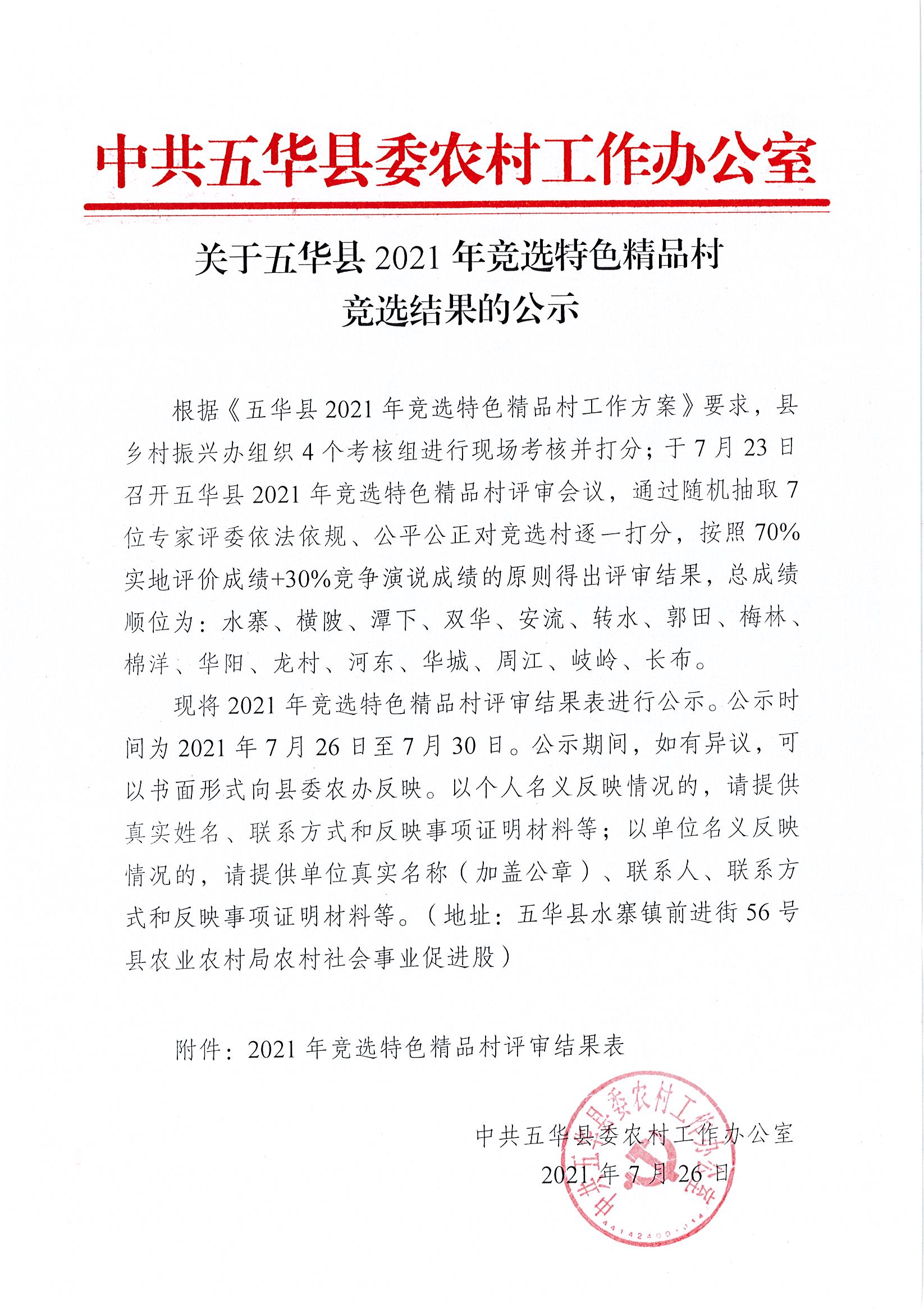 关于五华县2021年竞选特色精品村竞选结果的公示（1）.jpg