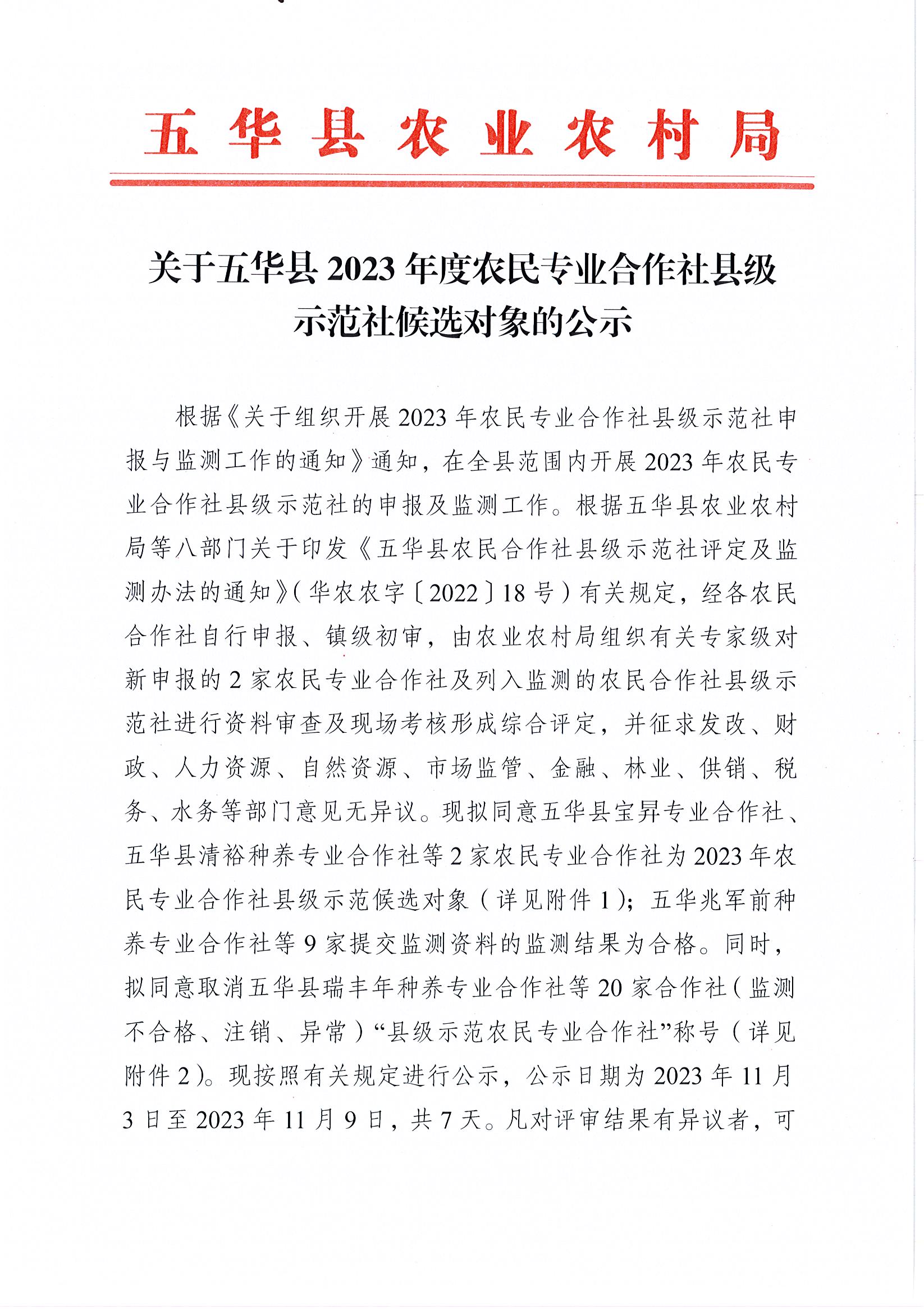 关于五华县2023年度农民专业合作社县级示范社候选对象的公示.jpg