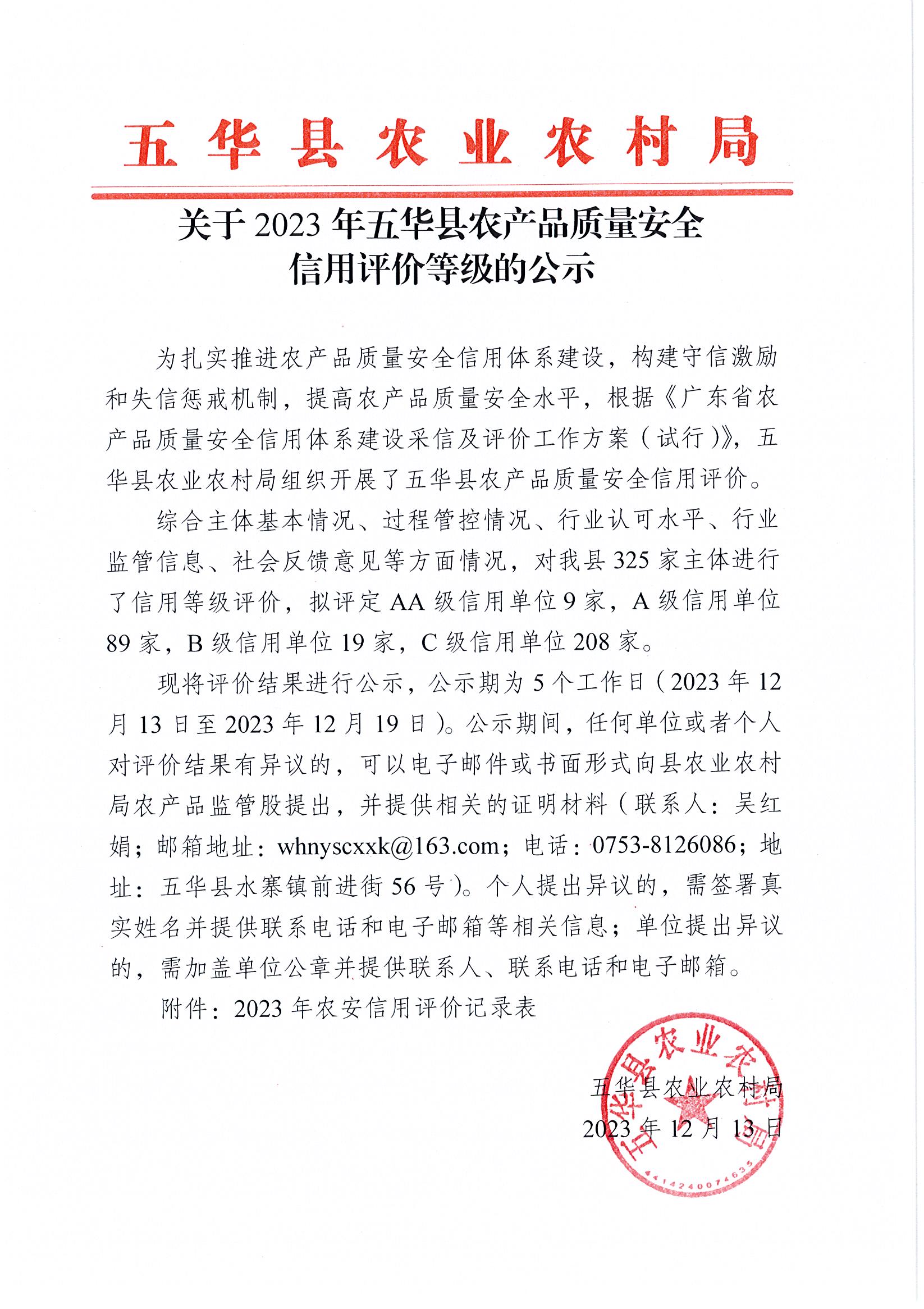 关于2023年五华县农产品质量安全信用评价等级的公示.jpg