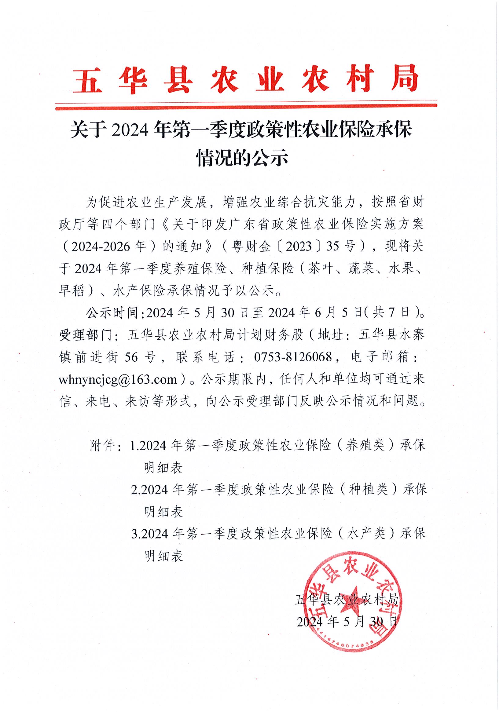 关于2024年第一季度政策性农业保险承保情况的公示.jpg